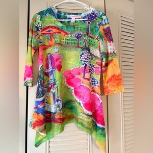 Leoma Lovegrove Women’s Multicolor Scenic Print Tunic Top. Small